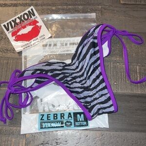 Vixxon Cheeky Scrunch Butt Zebra Bikini Bottoms NWT